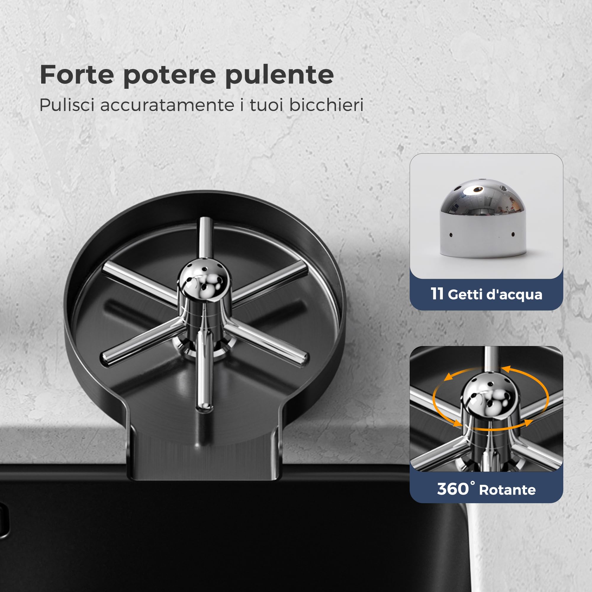 Vancoco Rondella di Vetro Sciacquatrice per Bicchieri Lavabicchieri Lavandino Automatico