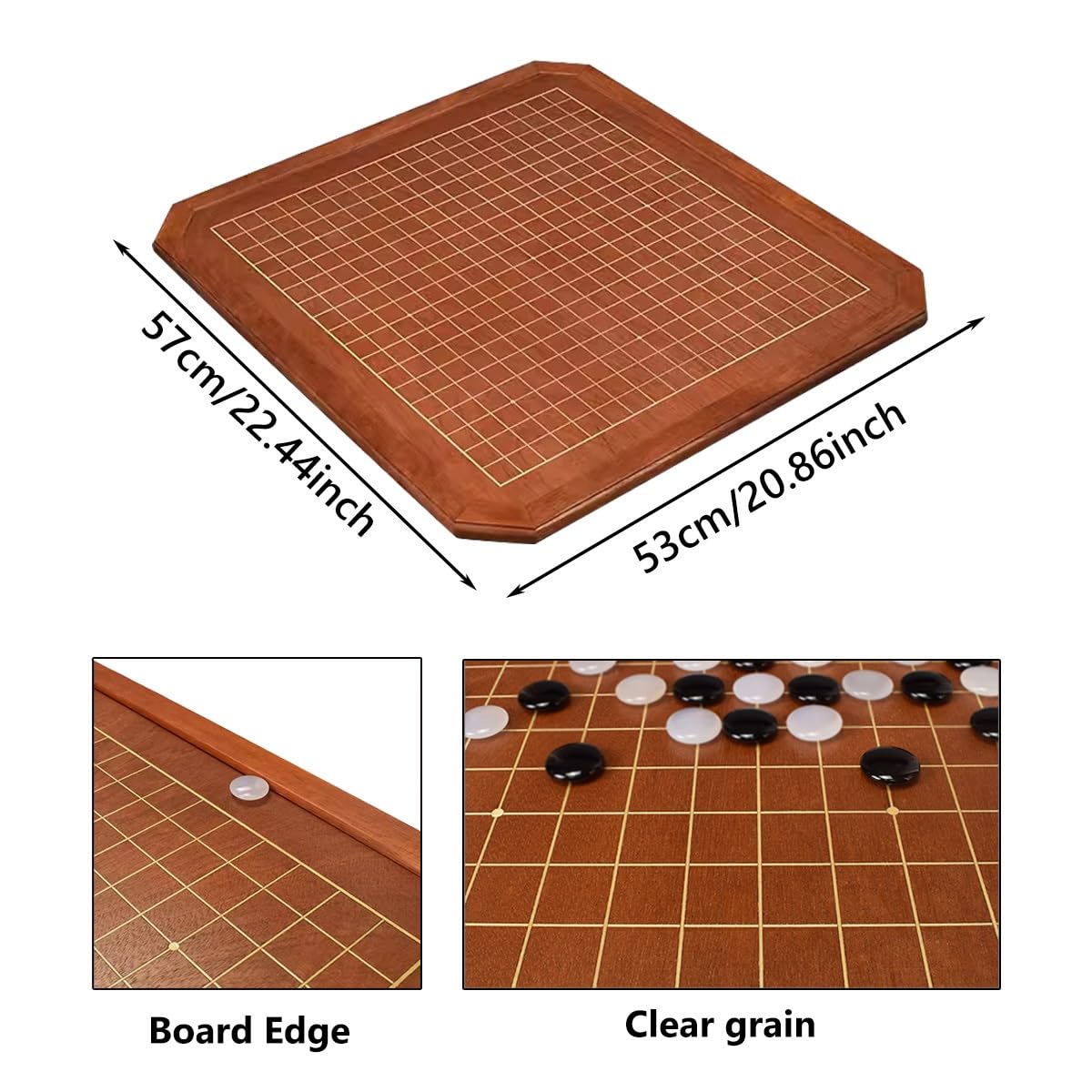 Jeu De Go, Plateau De Jeu De Go Chinois| Jeu De Stratégie Chinois Classique Recto-Verso En Bambou,Bols Et 361 Pièces, Jeu De Cinq En Ligne En Bois ( Color : A , Size : Double-sided chess pieces )