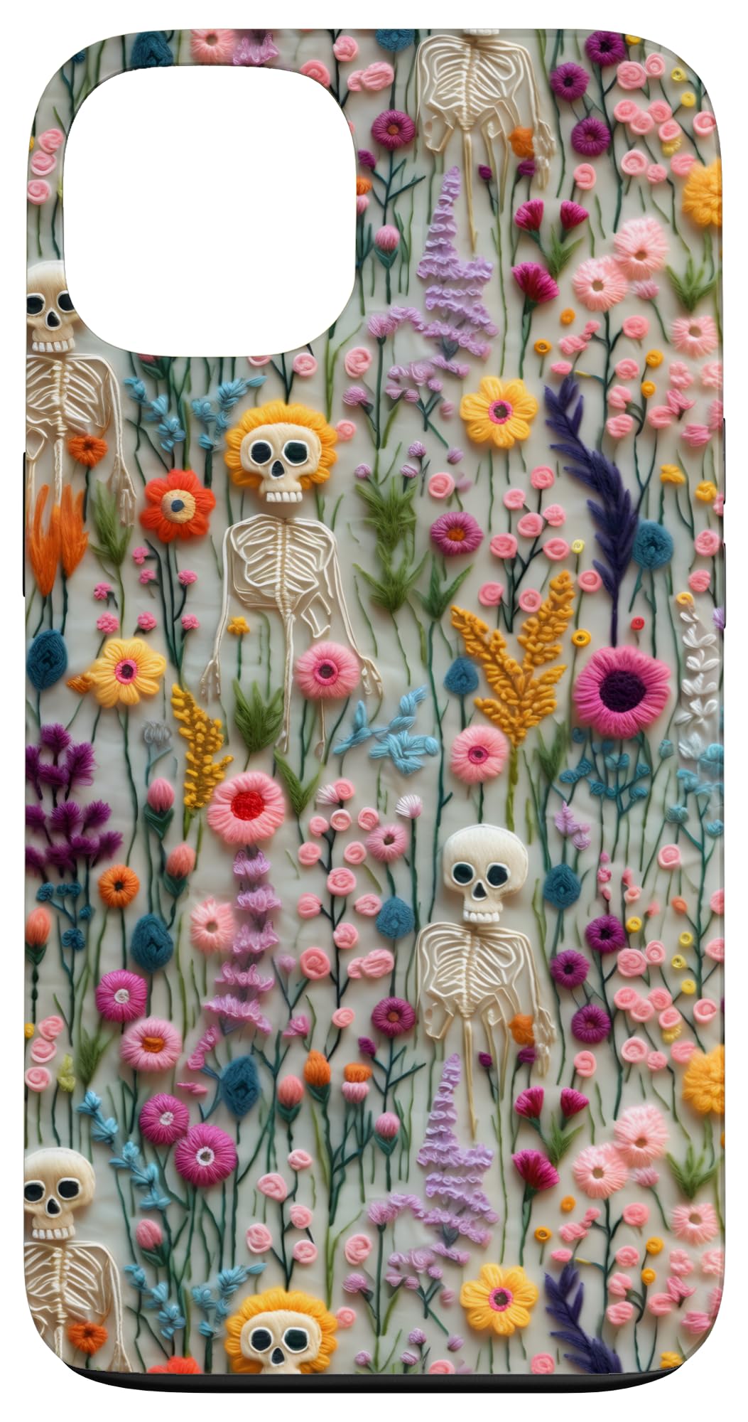 Boho Skeleton in Wildflower Vintage Floral Halloween Case for iPhone 13, Floral Pattern