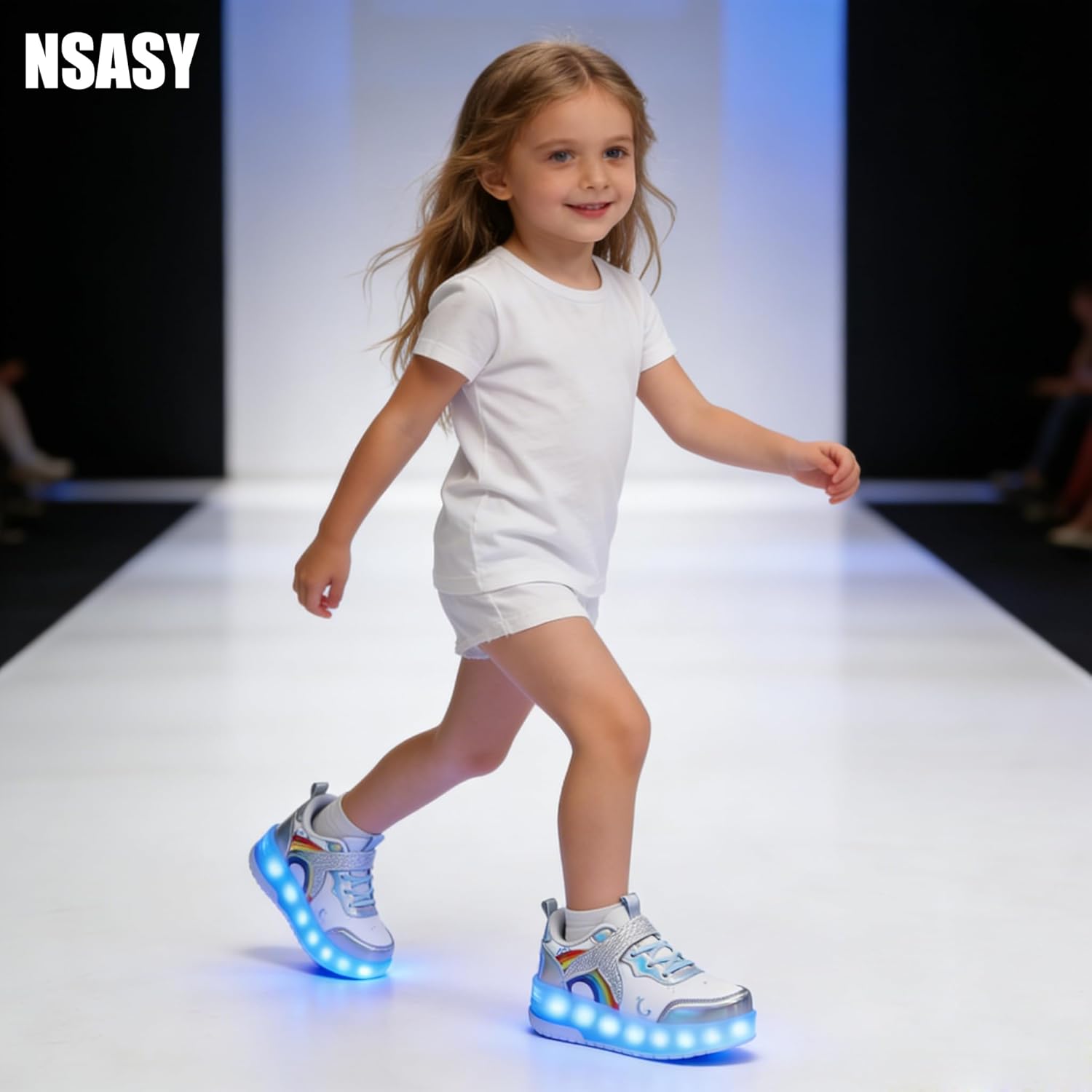 Nsasy Girls Boys Roller Shoes with LED Light Up Wheels Sneakers Kids Roller Skates Shoes for Kids for Children
