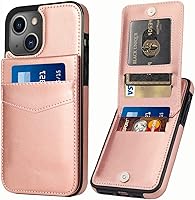 Vista 8 de Funda tipo cartera para iPhone 13 con tarjetero de crédito para mujeres y hombres, de piel sintética, para iPhone 13 de 6.1 pulgadas (azul)