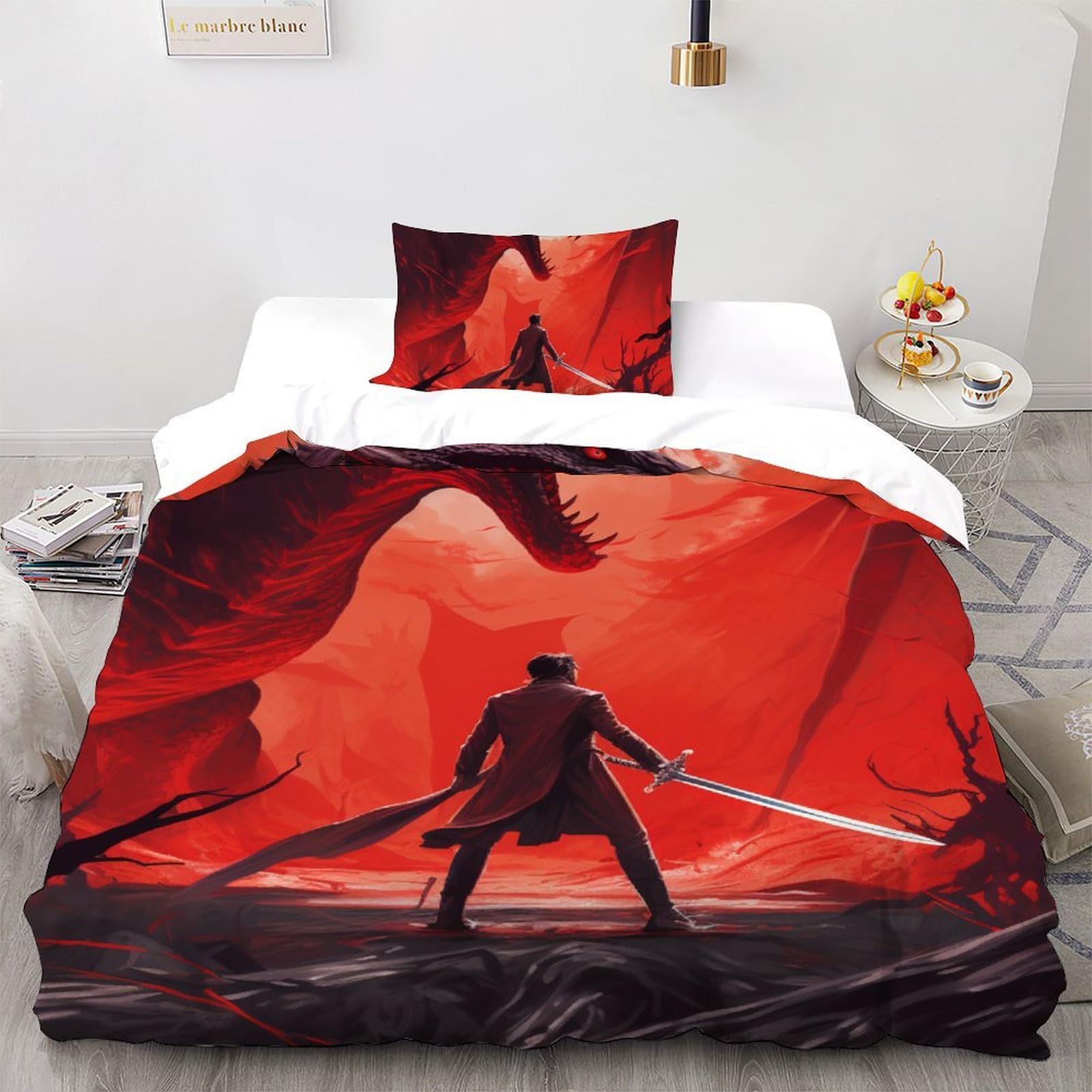 Housse de couette dragon 3D de qualité supérieure pour lit simple