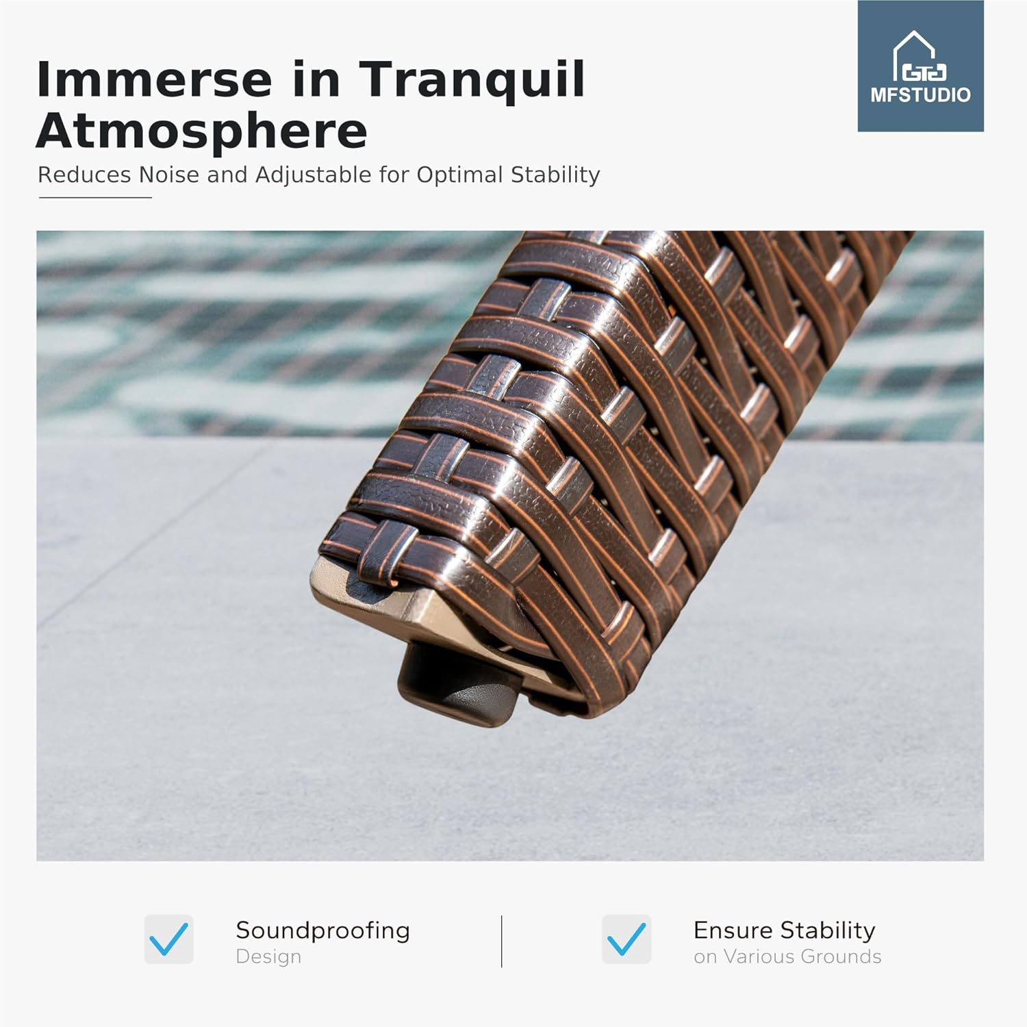 MFSTUDIO Wicker Outdoor Dining Table with Wood Top, Rectangle Acacia Wood Table for 6 Persons, 75" Rattan Patio Dining Table with Steel Frame for Deck,Backyard,Garden,Kitchen