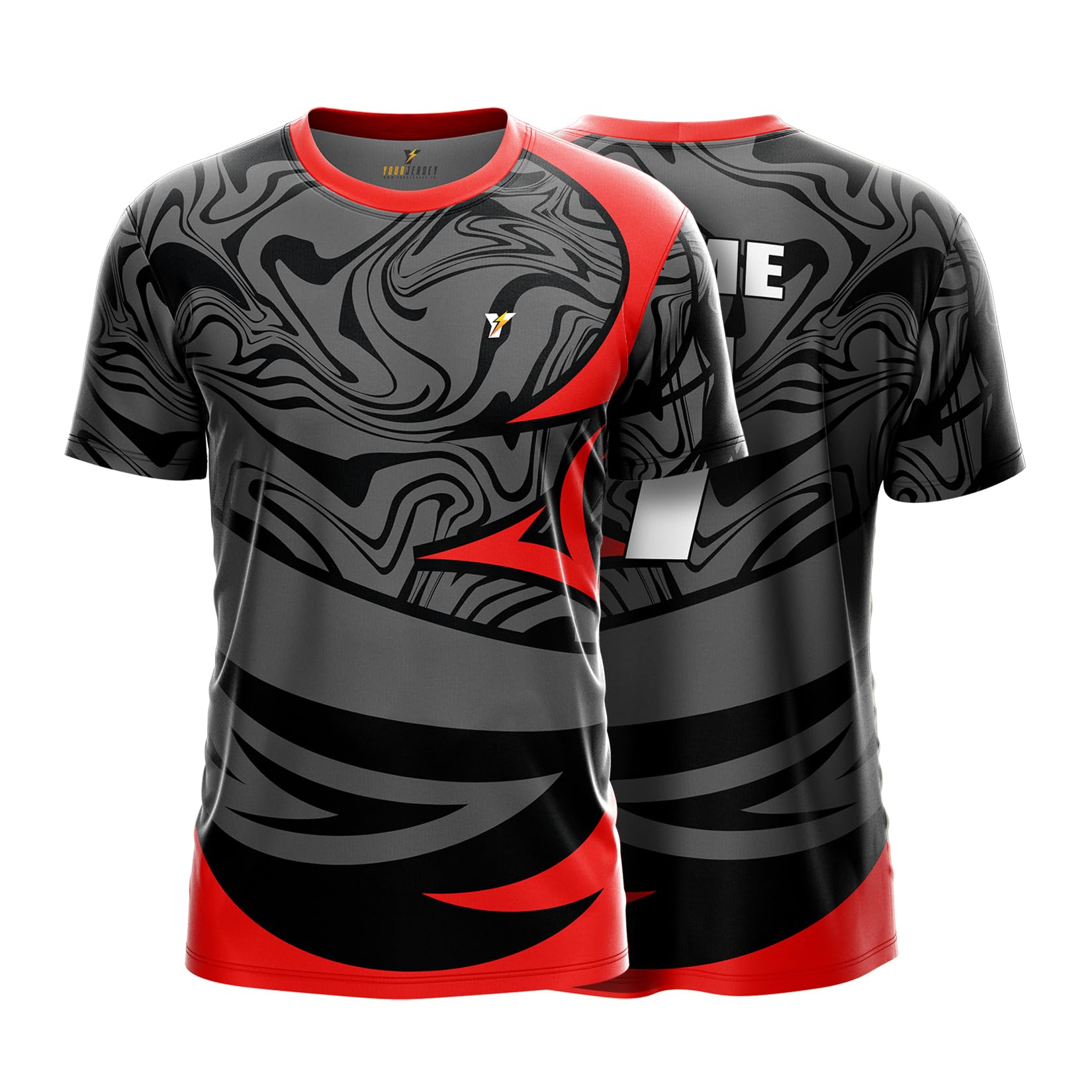 YOURJERSEY Custom Team Jersey for Men, Women & Kids Customised Football Jersey for Boys, Badminton Jersey Cricket Sports T Shirt with Name & Number, Personalised Team Uniform, Black Red-image-49