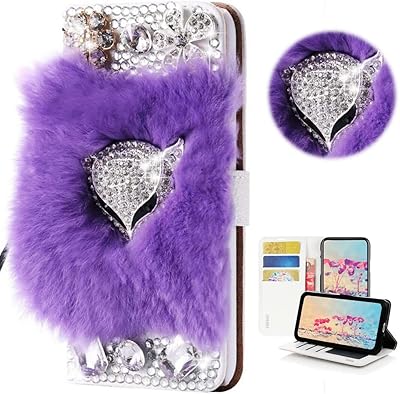 STENES Bling Wallet Phone Case Compatible with Nokia G400 5G Case - Stylish - 3D Handmade Luxury Fox Design Magnetic Wallet Stand Girls Women Leather Cover - Purple