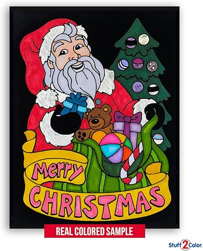 Miniatura 3 de Super paquete de 18 pósteres de terciopelo mullido para colorear (edición navideña), excelente proyecto de manualidades para compartir y colorear,