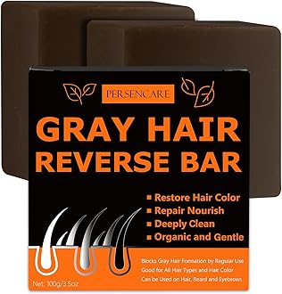 VAEYAE Natural Gray Hair Reverse Bar, Men & Women Bar Shampoo and Conditioner Cover Grey, Hair Thickening & Darkening Black Soap, for Reducing Thinning Hair Loss, Polygonum Castor Oil Bars 2 Pcs