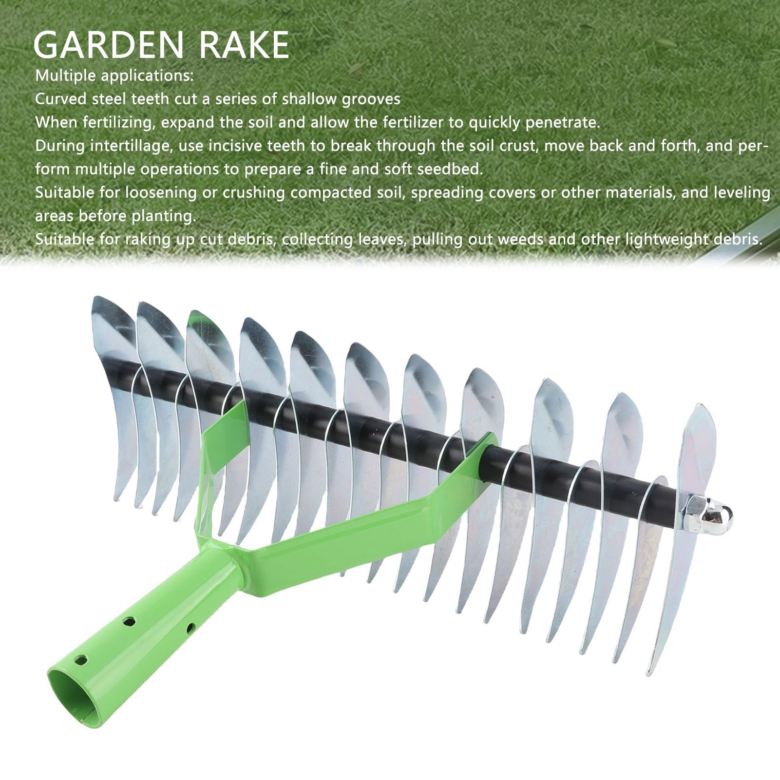 Gravel Rake Thatch Rake With Adjustable Stainless Steel Handle Lawn ...