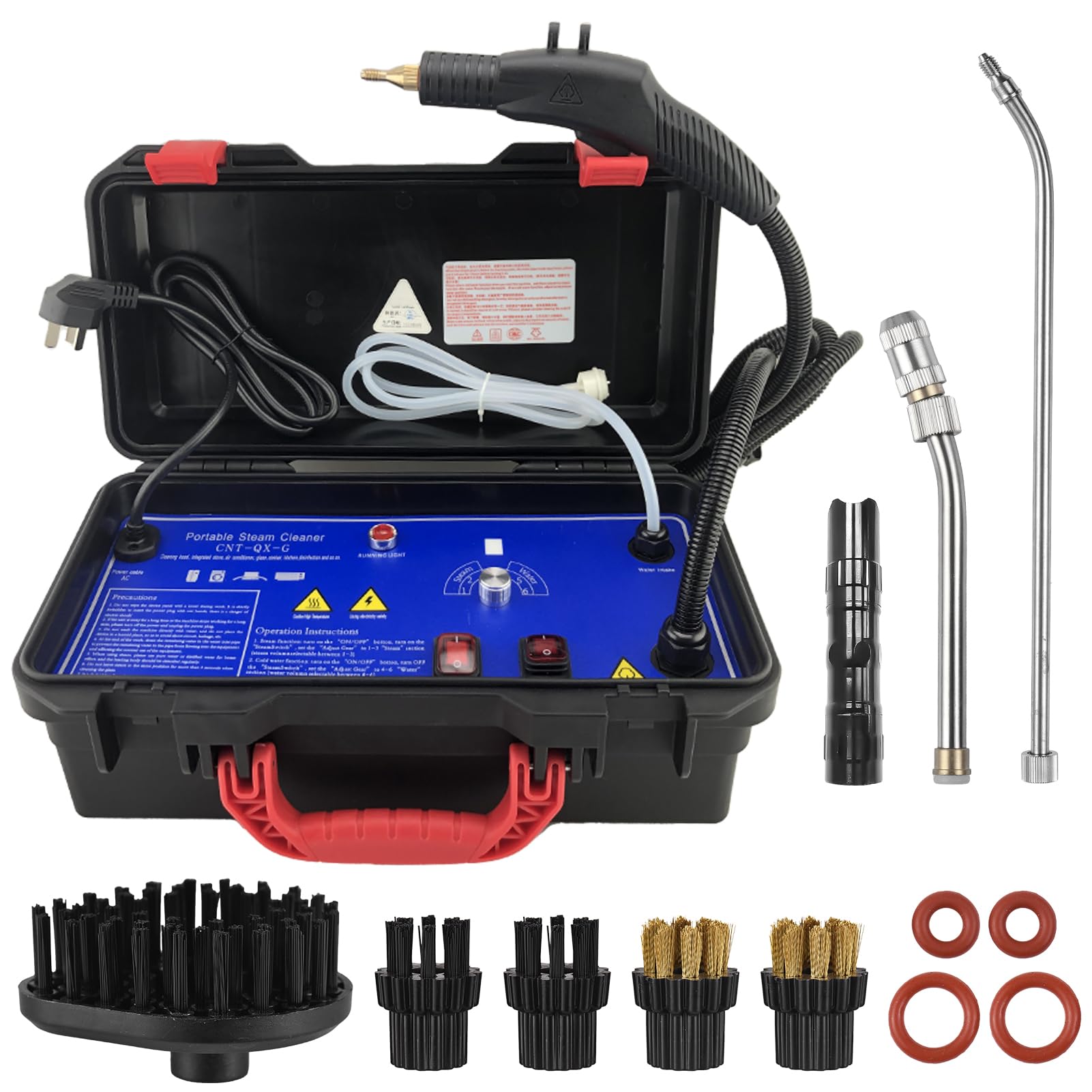 Commercial Steam Cleaner with Voice Broadcast, 3 Gears Adjustable Pressurized Steam Cleaner with Mini Flashlight Brushes Extension Nozzle for Kitchen Stove Air Conditioner (US