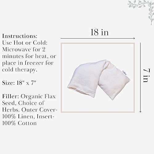 Miniatura 5 de Sacksy Thyme Almohadilla térmica para microondas, funda 100% lino, sin perfume, tamaño 18 x 7, almohadilla térmica reconfortante para calambres,