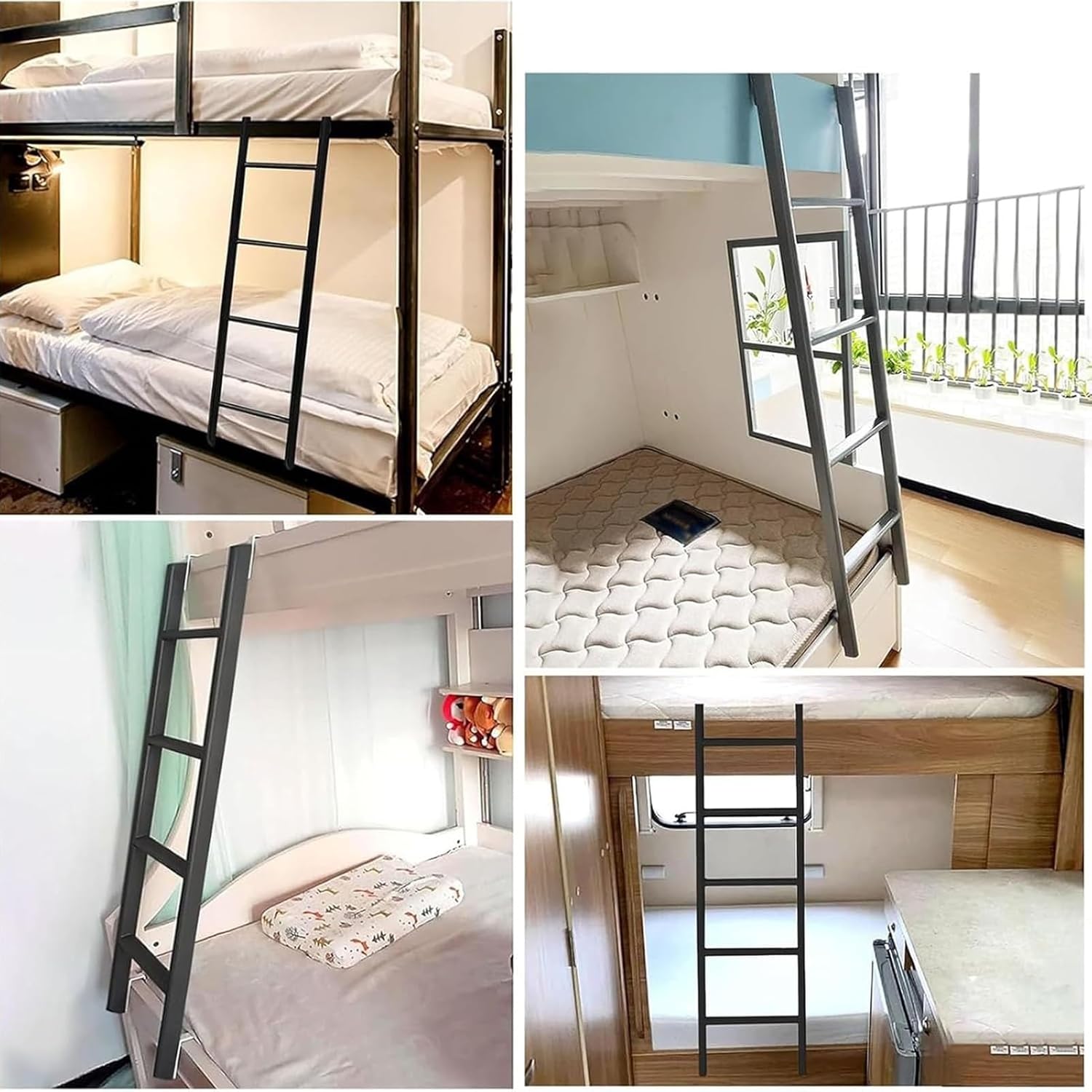 RV Bunk Bed Ladder Black,4/5 Step Bedroom Twin Bunk Bed Ladder, Adjustbale Straight Ladder, Versatile Step Ladder Bed Side Climb Ladder, Load 330lbs(140cm/55in)