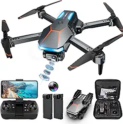 Drone com câmera, drone dobrável FPV 1080p com retenção de altitude estável, controle de gravidade, voo de trajetória, lente ajustável de 90°, decolagem de uma tecla, 2 baterias, drones para adultos e