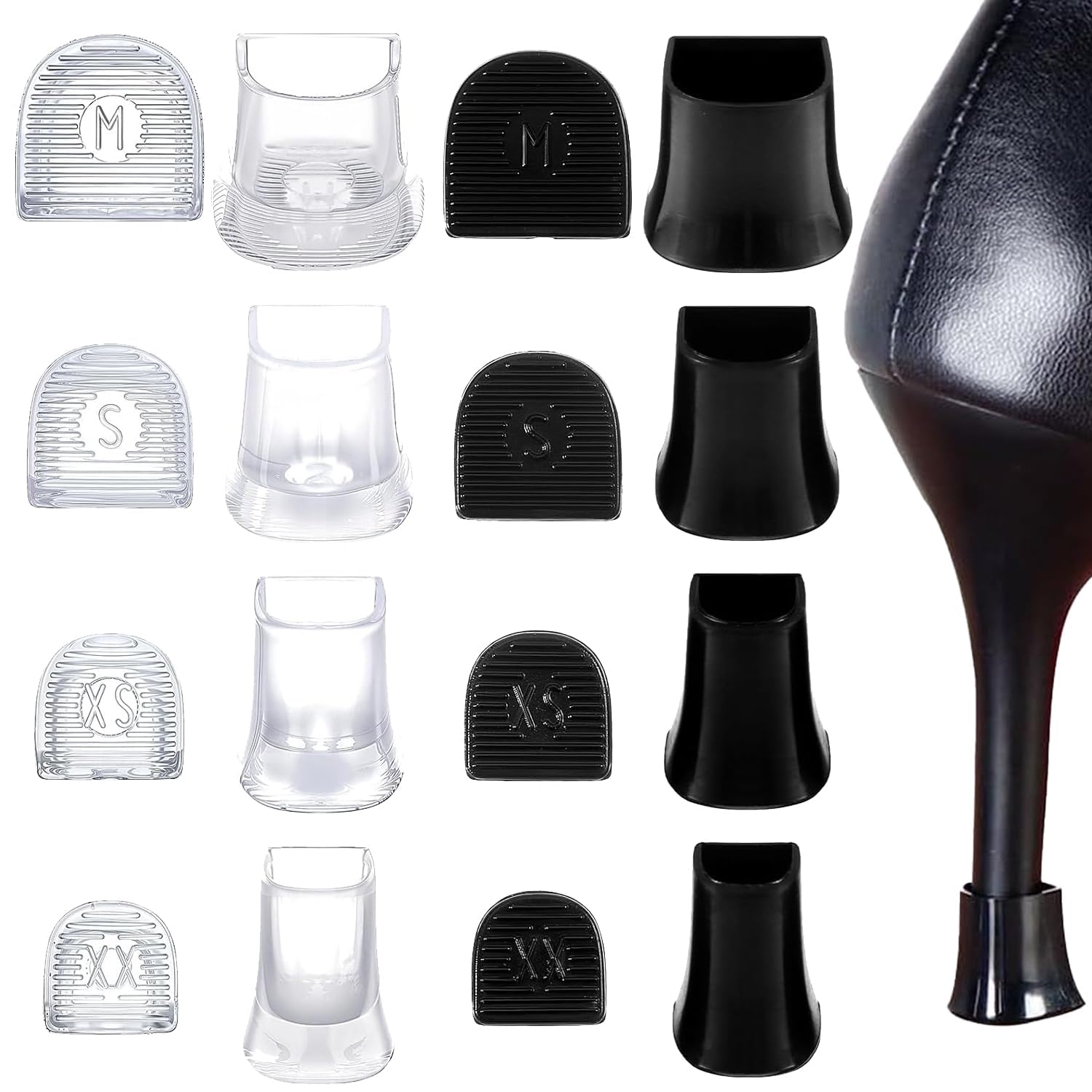 8 Pairs High Heel Protectors in 4 Sizes with Anti‑Slip Bottoms, Heel Protector, Soft Steps Heel Protector, for Grass Wedding Outdoor Events, Prevent Sinking & Wear for Women's Footwear-image-15