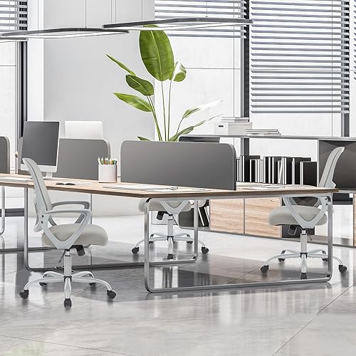 Miniatura 2 de Sweetcrispy - Silla ejecutiva gerencial, ergonómica, de malla con respaldo medio, sillas giratorias con ruedas, cómodo soporte lumbar, brazos