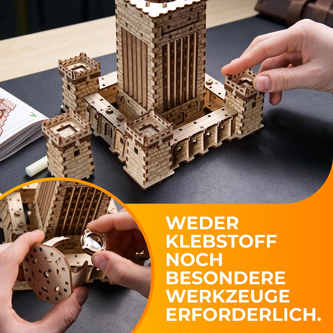 UGEARS Leuchtturm von Alexandria 3D Puzzle - DIY-Bausätze für Erwachsene 3D Holzpuzzles für Erwachsene mit LED-Nachtlicht - Modellbausätze Bastelsets aus Holz 340 Teile