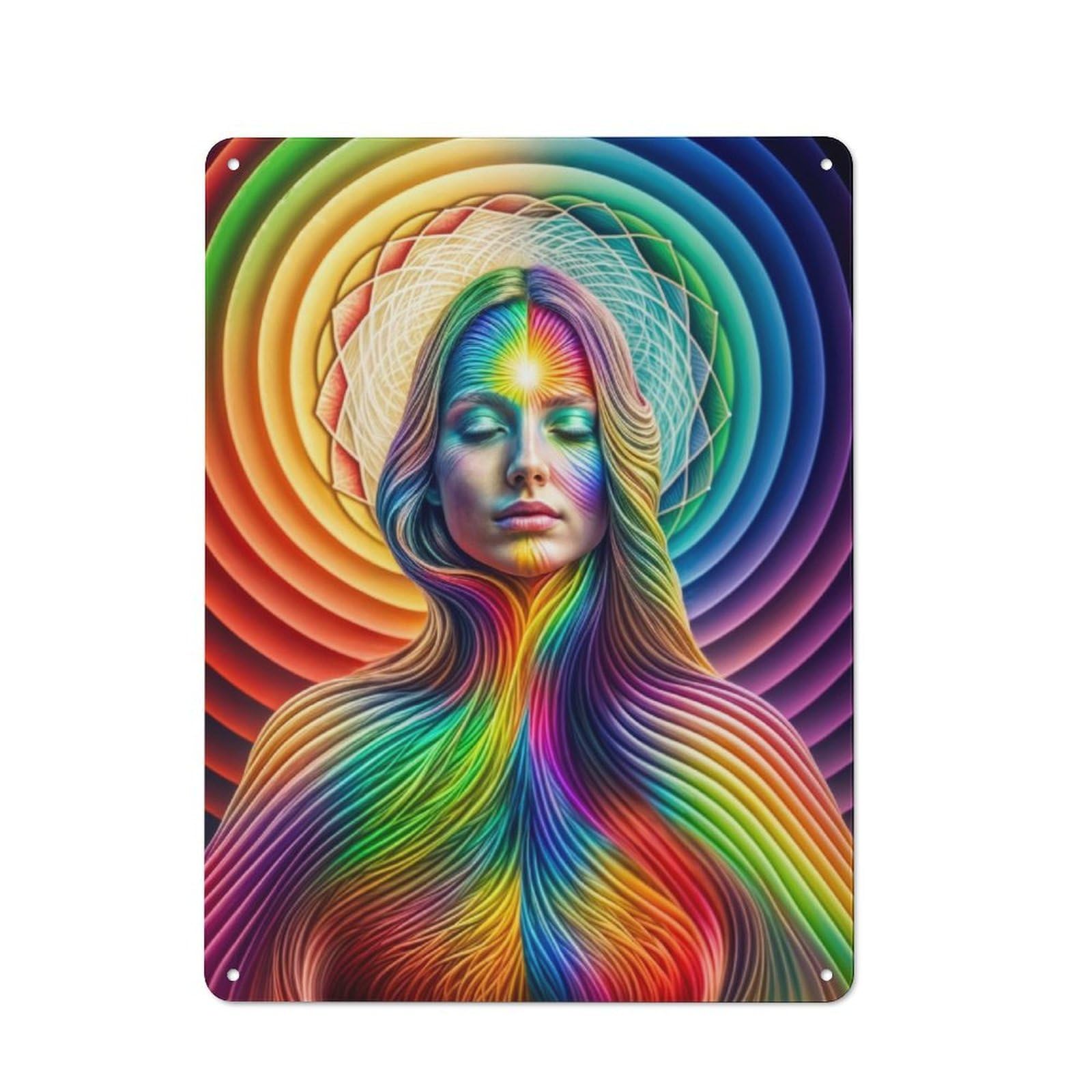 Tin Sign with Awakening in Rainbow Design 40x30cm, Weathered Look Industrial Wall Art for Workshop, Basement, Shed Or Games Room