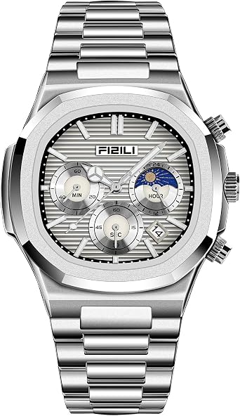 Men's Fashion Watch Stainless Steel Business Quartz Watches Luxury Waterproof Luminous Analog Display with Date Chronograph Multifunctional Watch