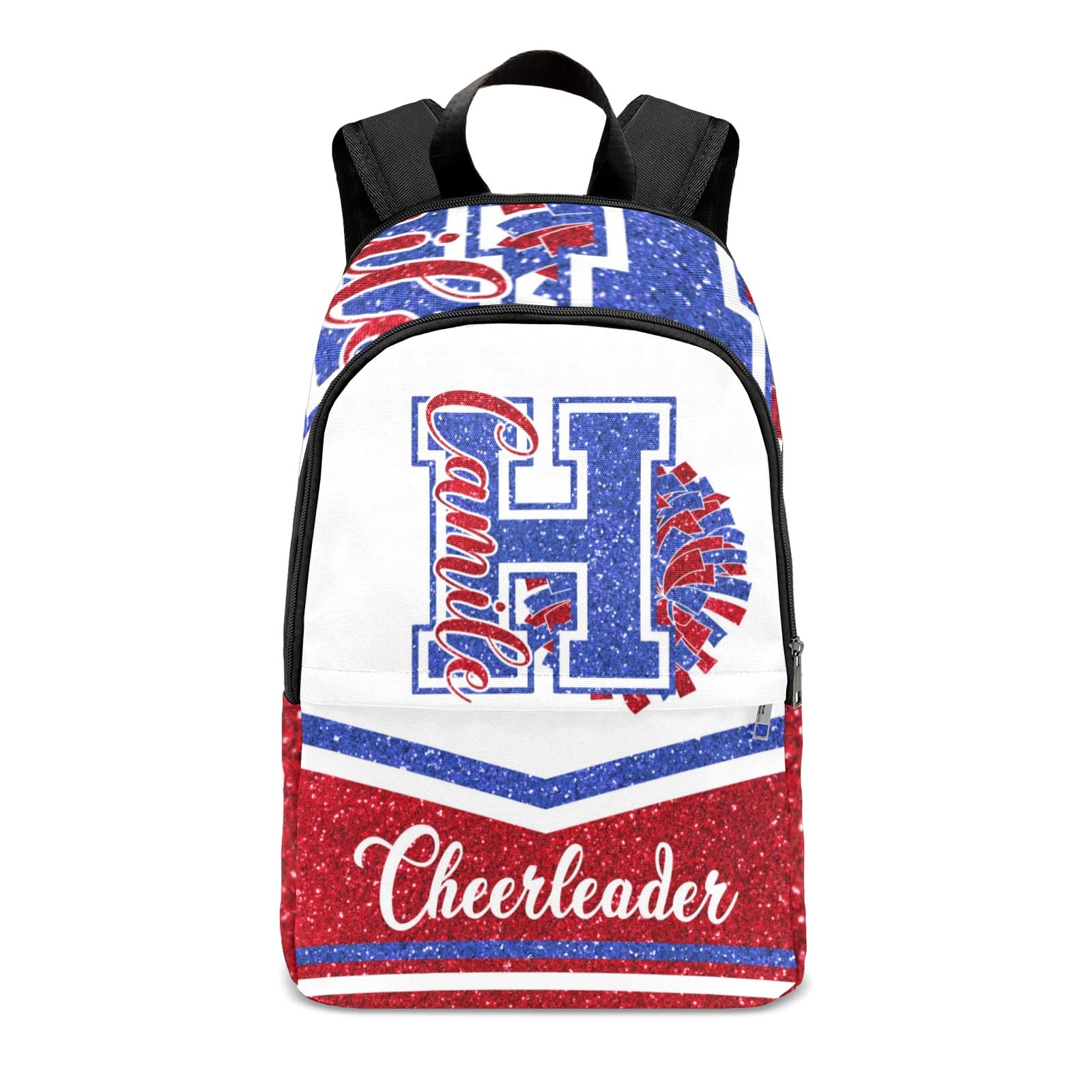 Yeshop Cheerleader Blue Red Personalized Backpack for Teen Boys Girls,Custom Travel Backpack Bookbag Casual Bag Name Gift 11.8"(L) x 5.51"(W) x 17.72"