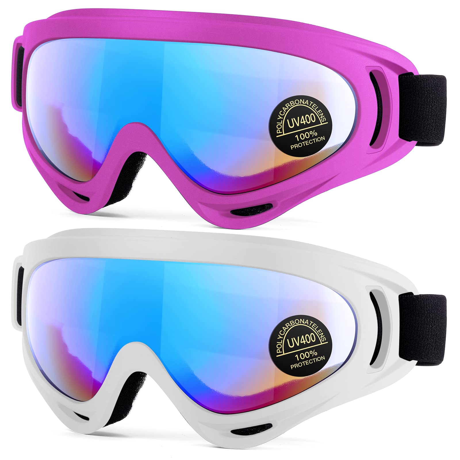 EasYoung 2-Pack Ski Goggles, Compatible Snowboard Goggles for Kids, Teens, Youth, Boys, Girls, Men and Women, Motorcycle Goggles, Wind Resistance Goggles โ image 1