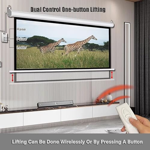 Miniatura 2 de Pantallas de película HD 43 169 de 60 pulgadas y 72 pulgadas, pantalla de proyección motorizada antiarrugas con control remoto, pantalla de