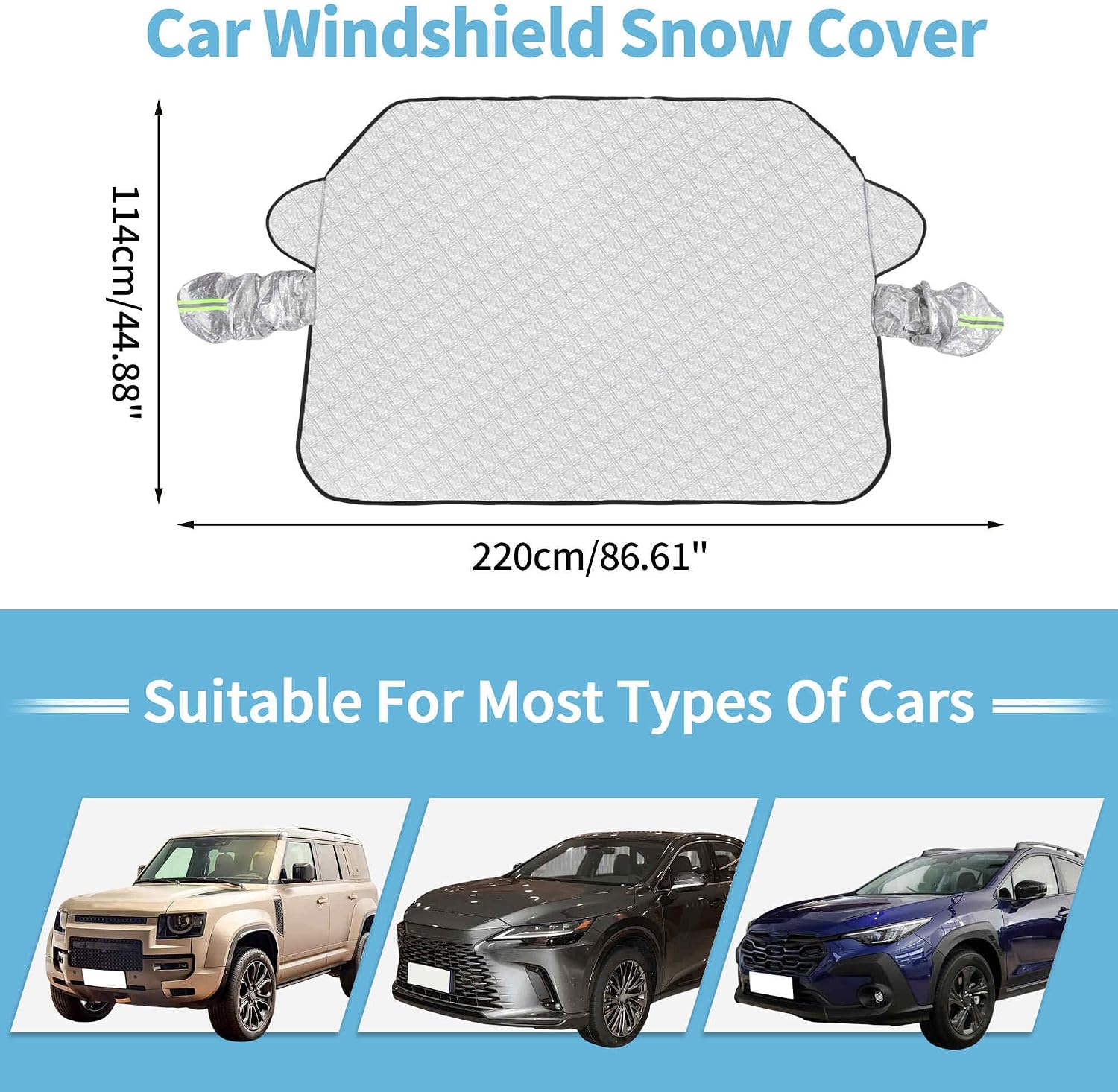 Windshield Snow Cover with Magnetic Edges Windshield Cover for Ice and Snow Car Windshield Snow Cover for Most Cars SUV Truck Van (87" x 45")