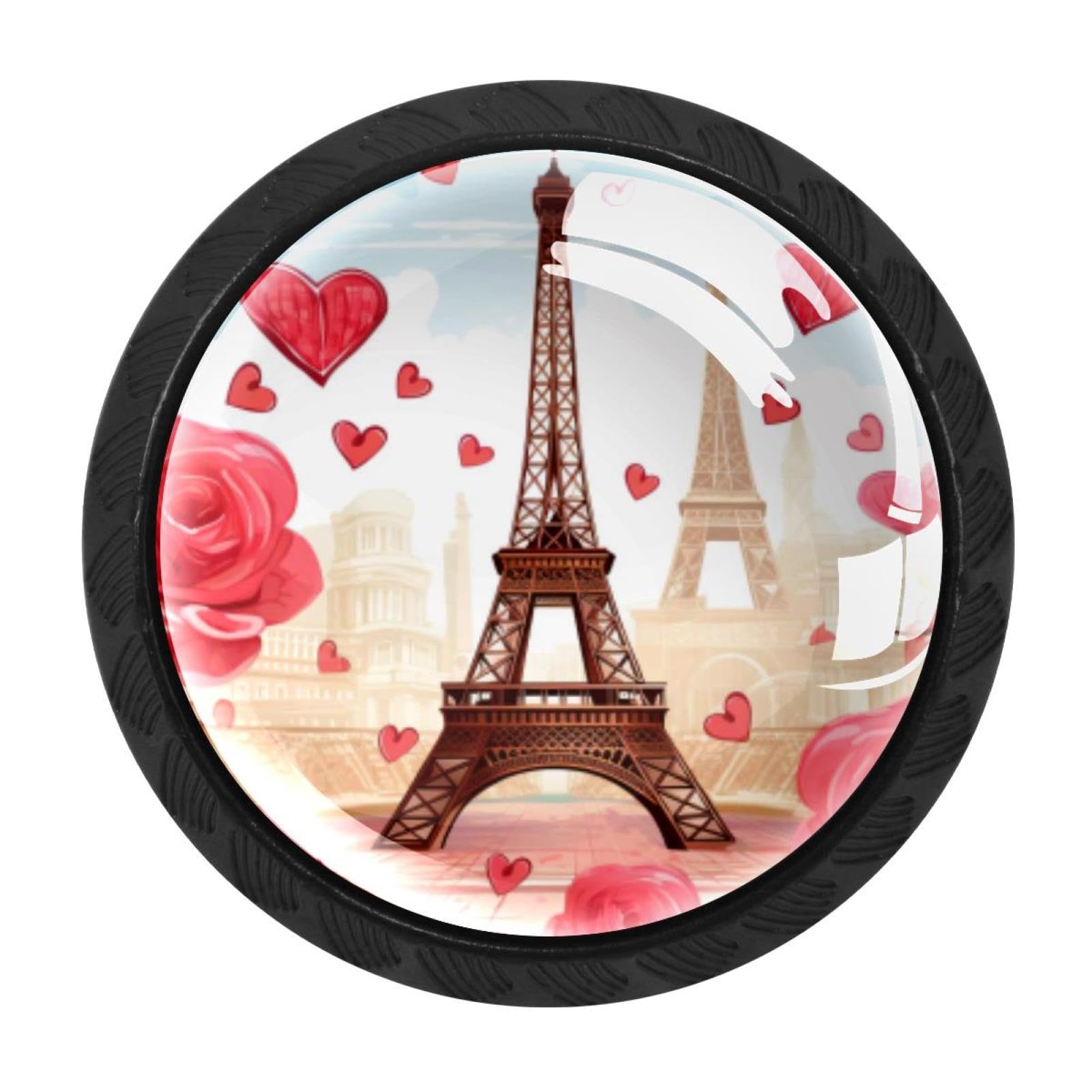 Chenzzzz Multicolored 03 4 Pieces Dresser Knobs Eiffel Tower Valentine's Day Drawer Knobs Cabinet Knobs Pull Handles For Home Kitchen Office