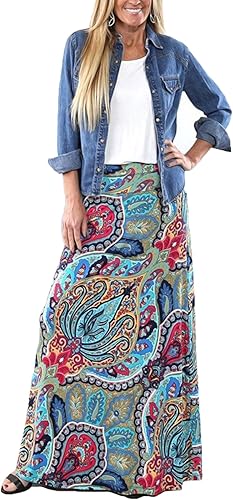Falda Larga Maxi con Estampado Bohemio para Mujer