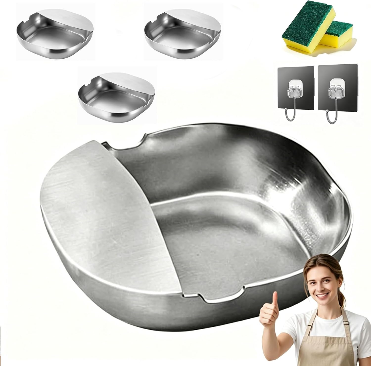 304 Stainless Steel Spoon Rest for Kitchen Countertop, Rust-Proof, Drip-Catching & Space-Saving Kitchen Must-Have,for Spatulas, Snack Containers (3Pcs)