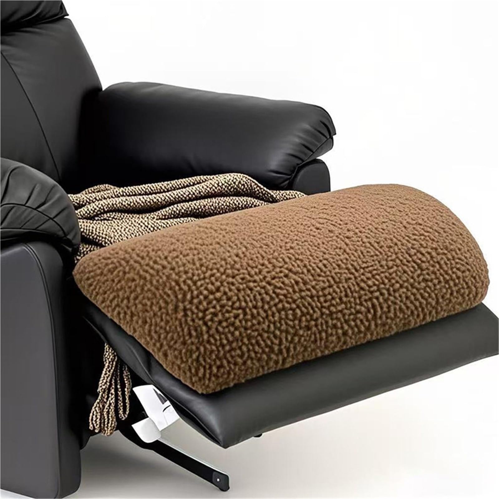 FRZXBKW Recliner Foot Pillow Cushion High Resilience Sherpa Memory Foam Bolster Sleeping Rest Multipurpose Half Roll Leg Pillow, 58×25×10CM/23×10×4inch(Brown)