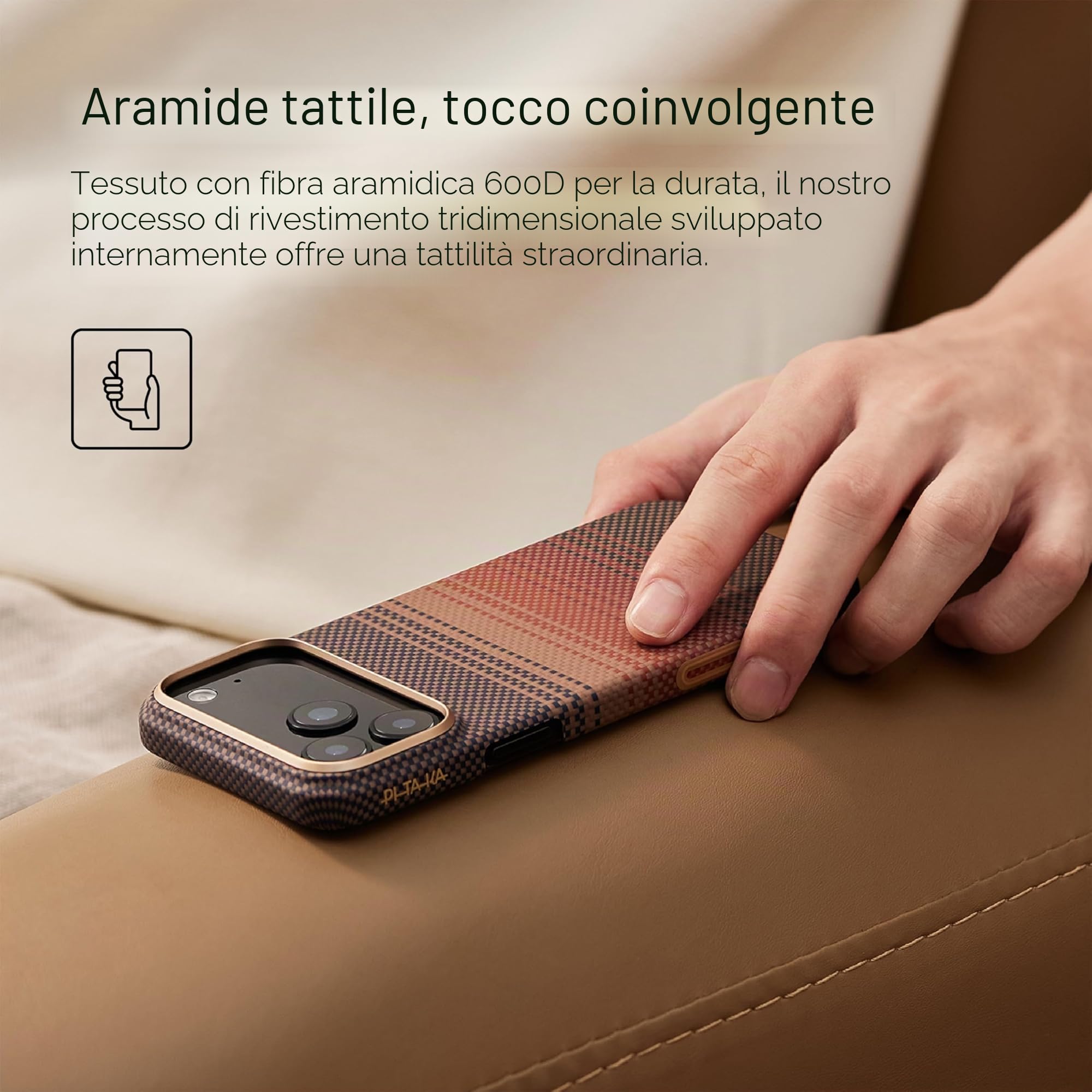 pitaka Custodia Magnetica per iPhone 17 Pro Max in Fibra Aramidica di Qualità Aeronautica con Pulsante PitaTap per Fotocamera Cover Compatibile con Magsafe Sottile e Leggera [ultra Sottile] Sunset