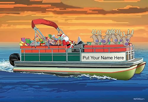 Miniatura 6 de Stonehouse Collection  Tarjetas de Navidad personalizadas de Santa Fishing from Boat  24 tarjetas náuticas personalizadas  Hecho en Estados Unidos