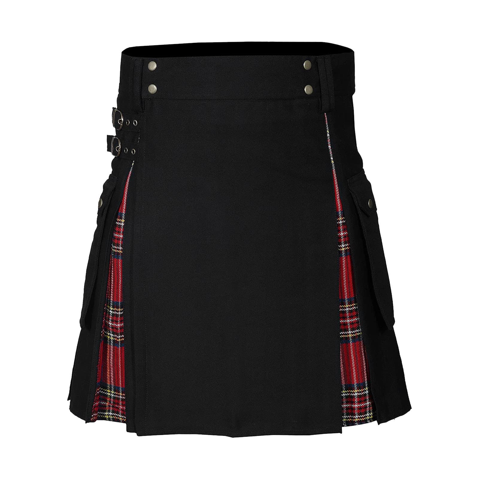Kilt écossais, traditionnel, à carreaux, pour homme, tartan irlandais, combat, punk, gothique, région montagneuse, jupe, kilt utilitaire, avec sangles et grandes poches