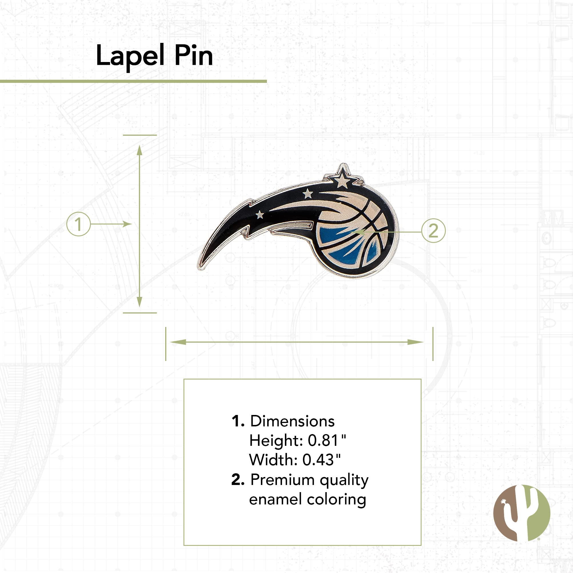 Desert Cactus Orlando Magic Lapel Pin NBA Team Logo National Basketball Association Enamel Made of Metal (Lapel Pin)