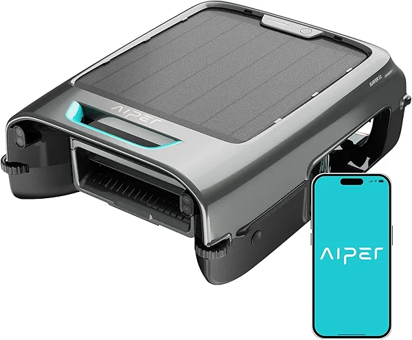 AIPER Surfer S2 Robotic Solar Pool Skimmer with APP Support, 24/7 Cleaning, Dual Charging Modes, Smart Obstacle Avoidance, Ideal for Most Swimming Pool Types Gray