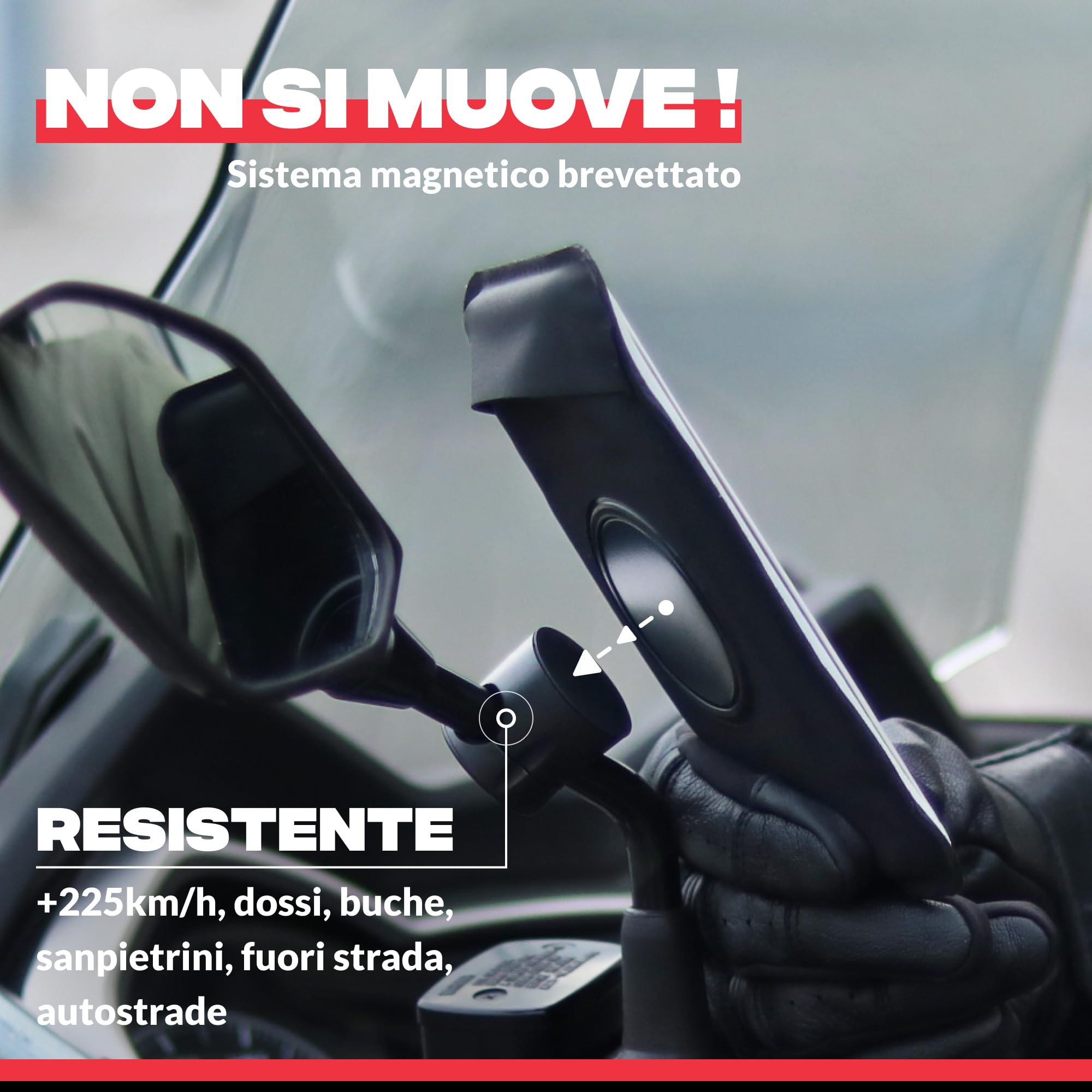 SHAPEHEART Innovazione francese,Porta cellulare scooter moto PRO con tasca magnetica,Rotazione di 360°Anti Vibrazione,Porta telefono scooter per specchietto retrovisore,Supporto cellulare Impermeabile