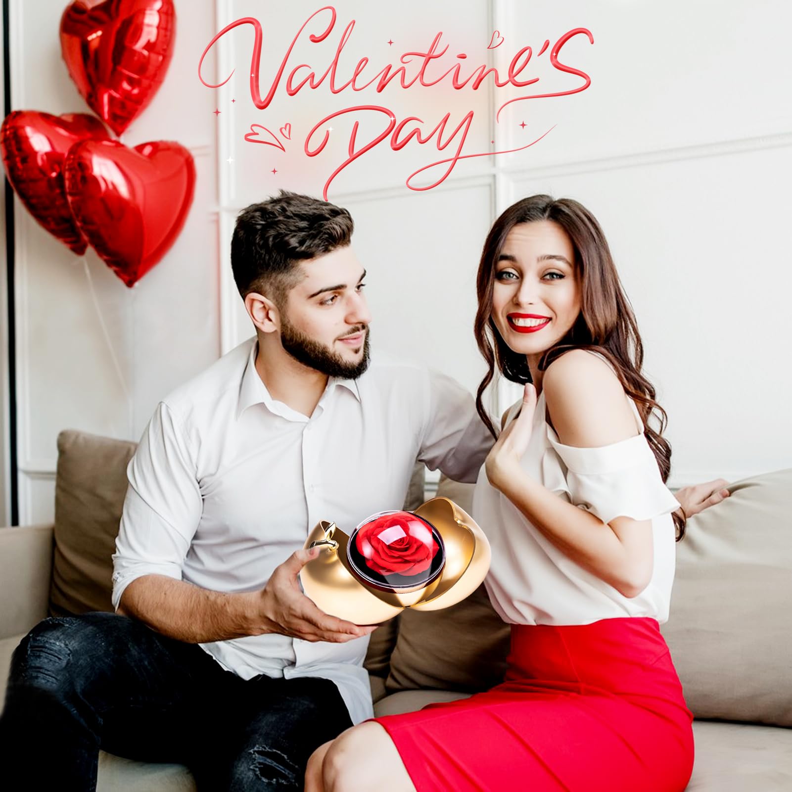 goldmiky Rosa Eterna con Collana, Rosa Stabilizzata Rossa Cofanetto,Fiori Eterni con Collana Cuori Regalo, per Idea Regalo Donne la Moglie a Natale,San Valentino,Festa della Mamma