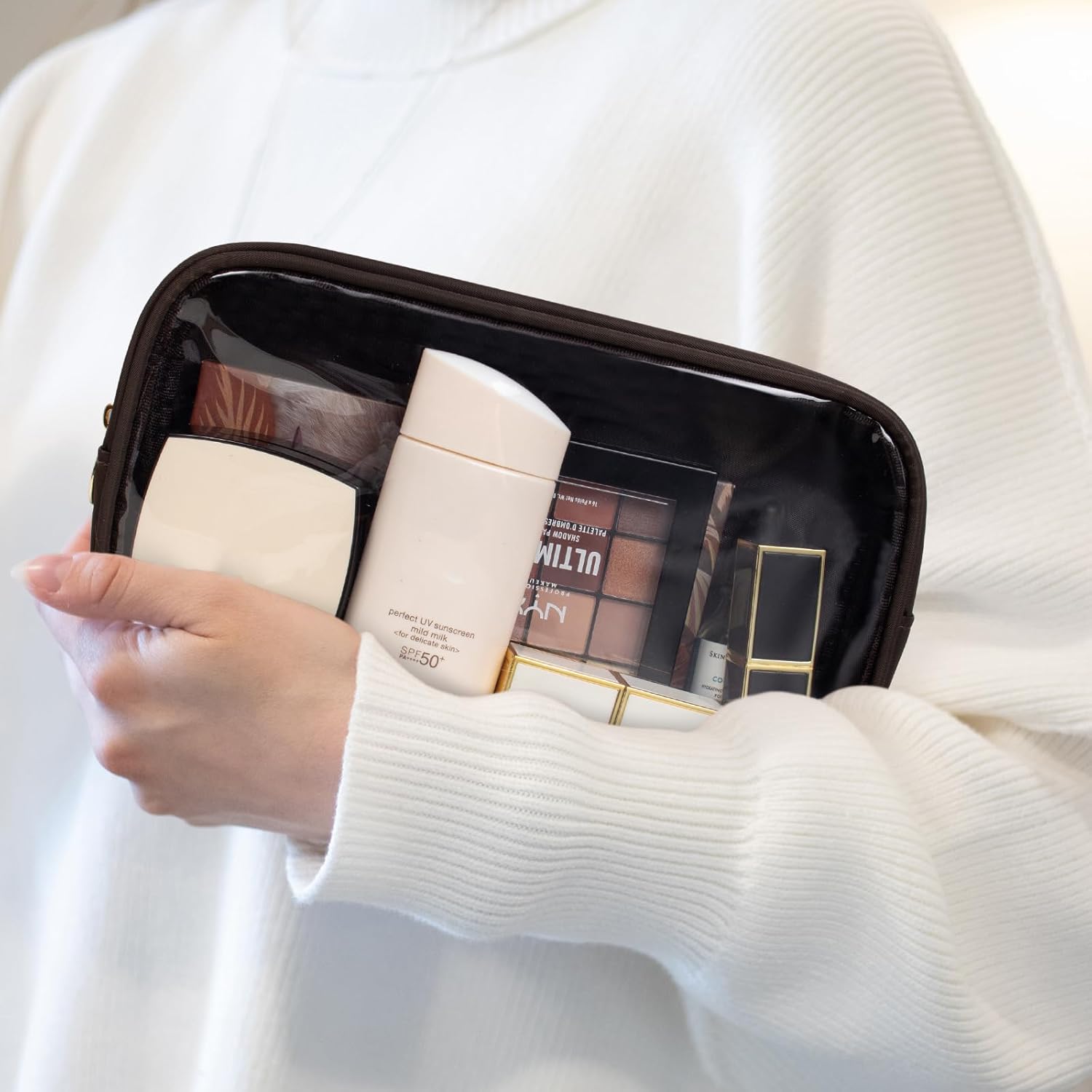 KOTORA Clear Makeup Bag Cosmetics Bag Mini Small Pouch Purse TSA Approved Toiletry Bags Zipper Pink Cute Pouches Make Up Travel Toiletry Car Accessories Essentials for women Men - Image 5