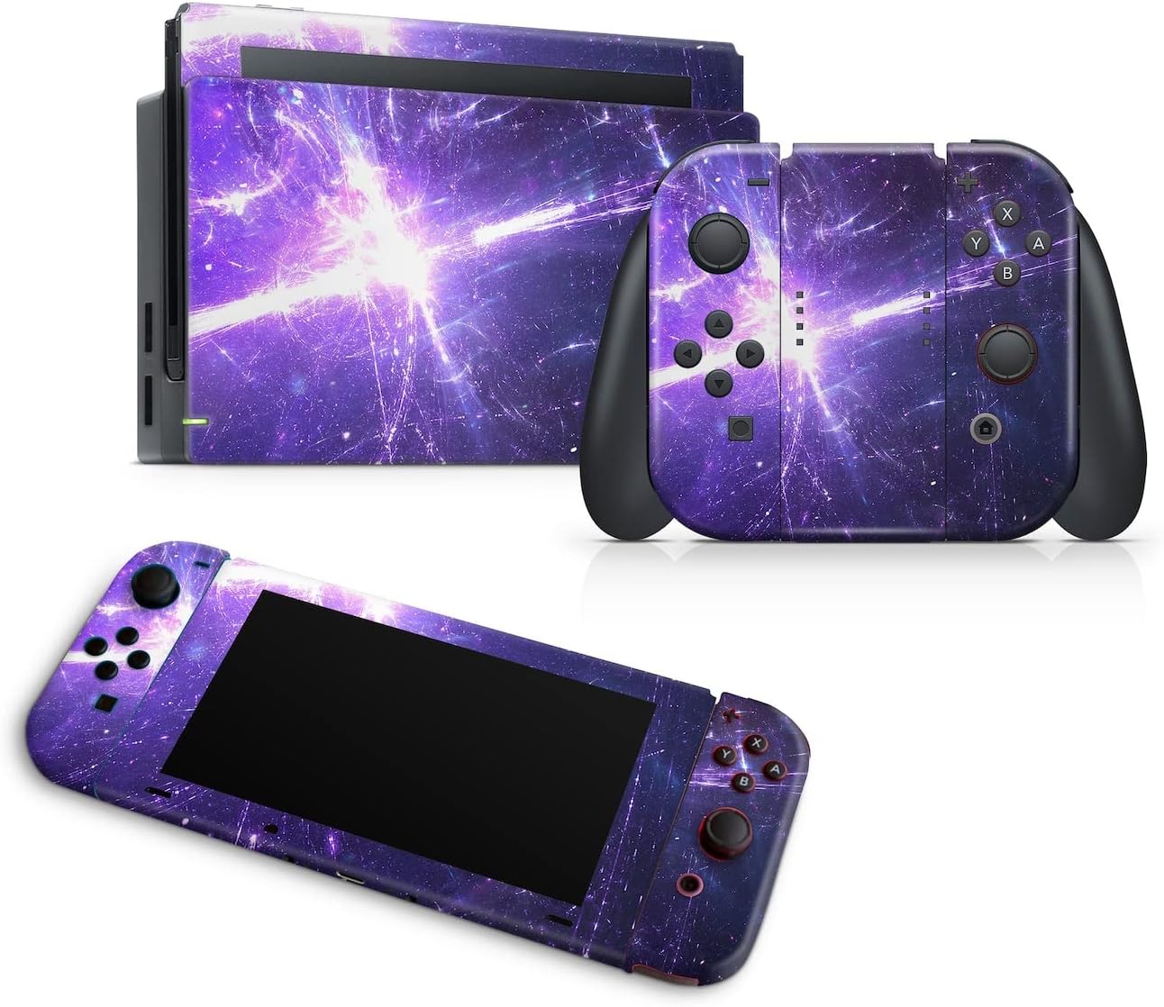 ZOOMHITSKINS OLED Switch Skin, Compatible with Nintendo Switch OLED Skin Wrap, Gemstone Pattern Unicorn Blue Pink Silver, 3M Vinyl for Durable & Fit, Made in The USA : Video Games