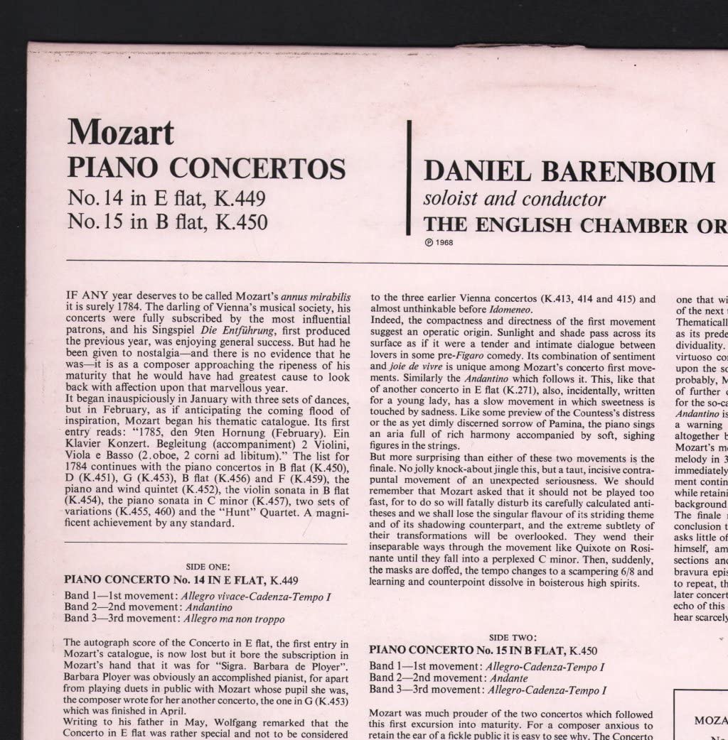 Daniel Barenboim / English Chamber Orchestra - ASD 2434 DANIEL