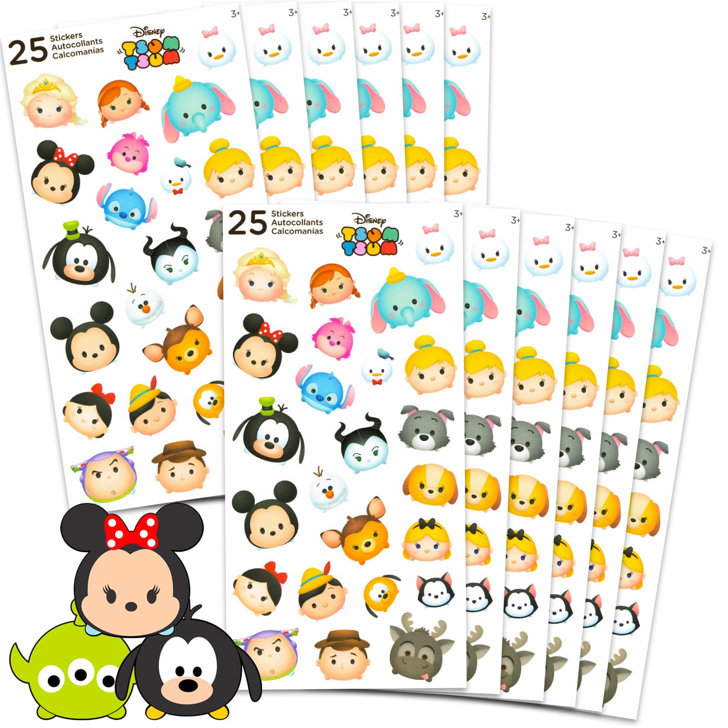 Tsum Tsum Party Favors for Boys & Girls Bundle ~ 12 Pack Tsum Tsum Disney Sticker Sheets for Kids Birthday Party Goodie Bags | Disney Tsum Tsum Party Supplies