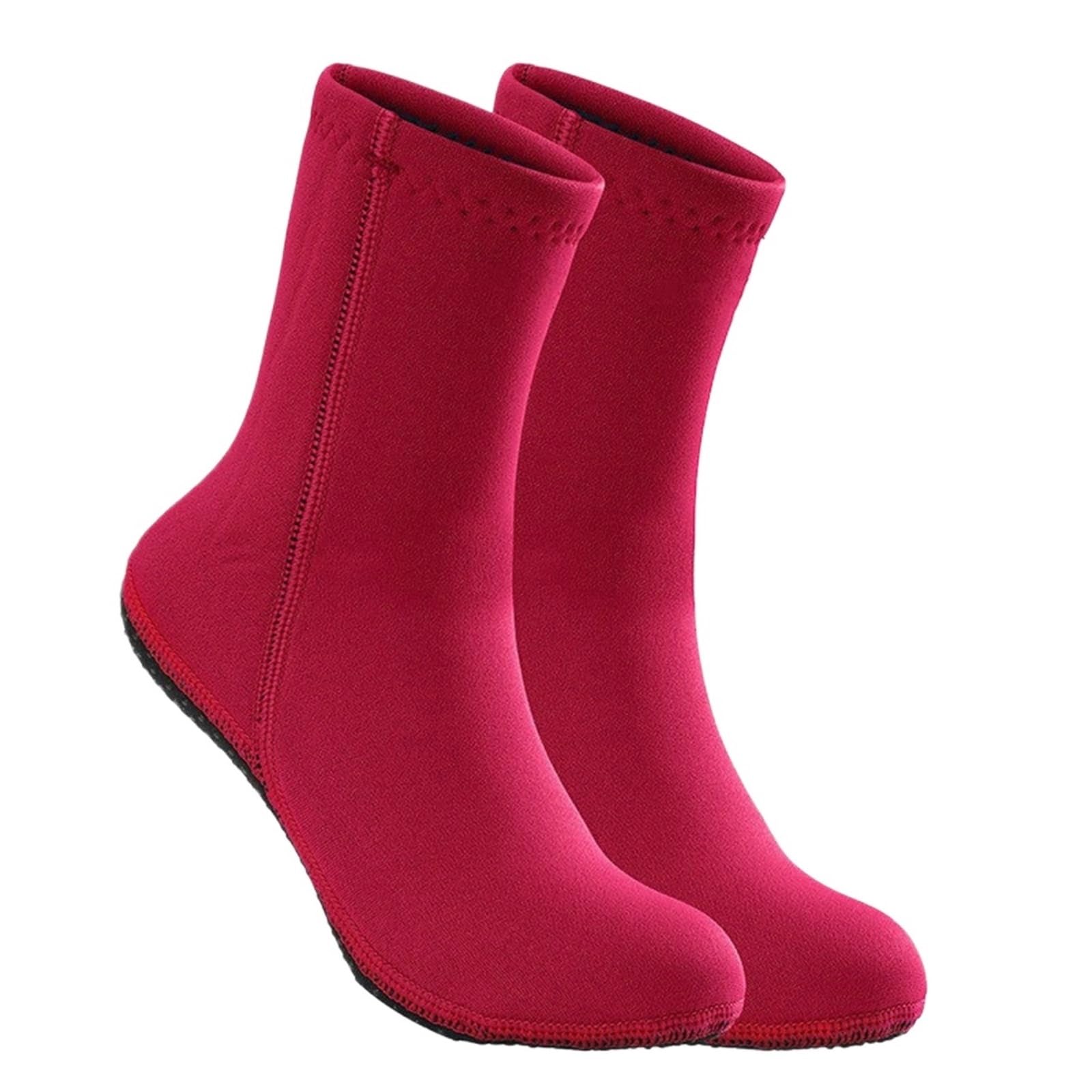Calzini in Neoprene Calzini da sub for adulti e bambini, in neoprene 3,0 mm, termici, antifreddo, antiscivolo, for pesca subacquea, snorkeling, nuoto, spiaggia(Red,M)