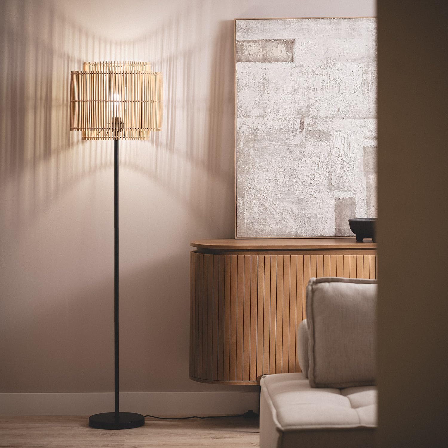 Lampada Da Terra EDISHINE Ad Arco - Dimmerabile Con Telecomando, Paralume Doppio, LED Inclusa | Per Salotto E Ufficio, Oro - Foto 9