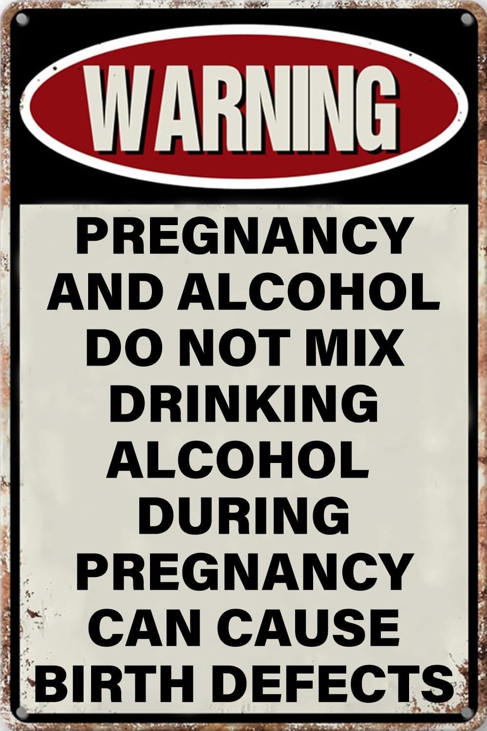 SMAZDFXX Warning Vintage Metal Tin Signs Pregnancy and Alcohol DoMix Drinking Sign for Home Wall Decorative Accessories Poster Cafes Bar Club 12"x16"