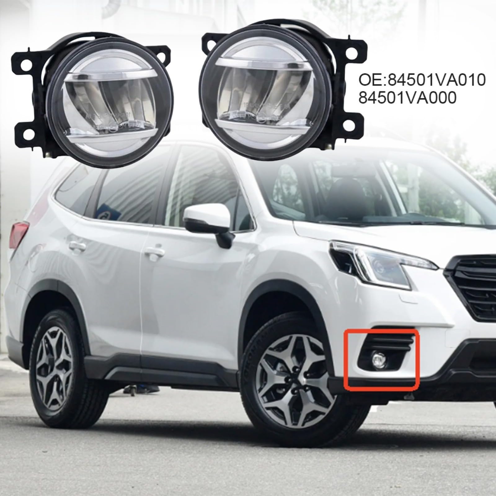 FUBESK Fendinebbia per Crosstrek per Impreza per Forester per WRX per OEM 84501VA010 84501VA000 Sostituzione Luce di Guida LED Bianco Alloggiamento ABS Finitura Nero Facile Installazione (sinistra)