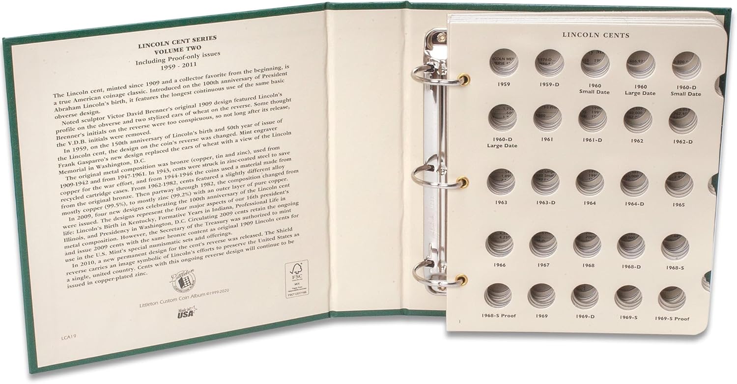 Littleton Coin Company 1959-2011 Lincoln Cent Album, Volume 2, Memorial Cents with Anniversary Cent Holes