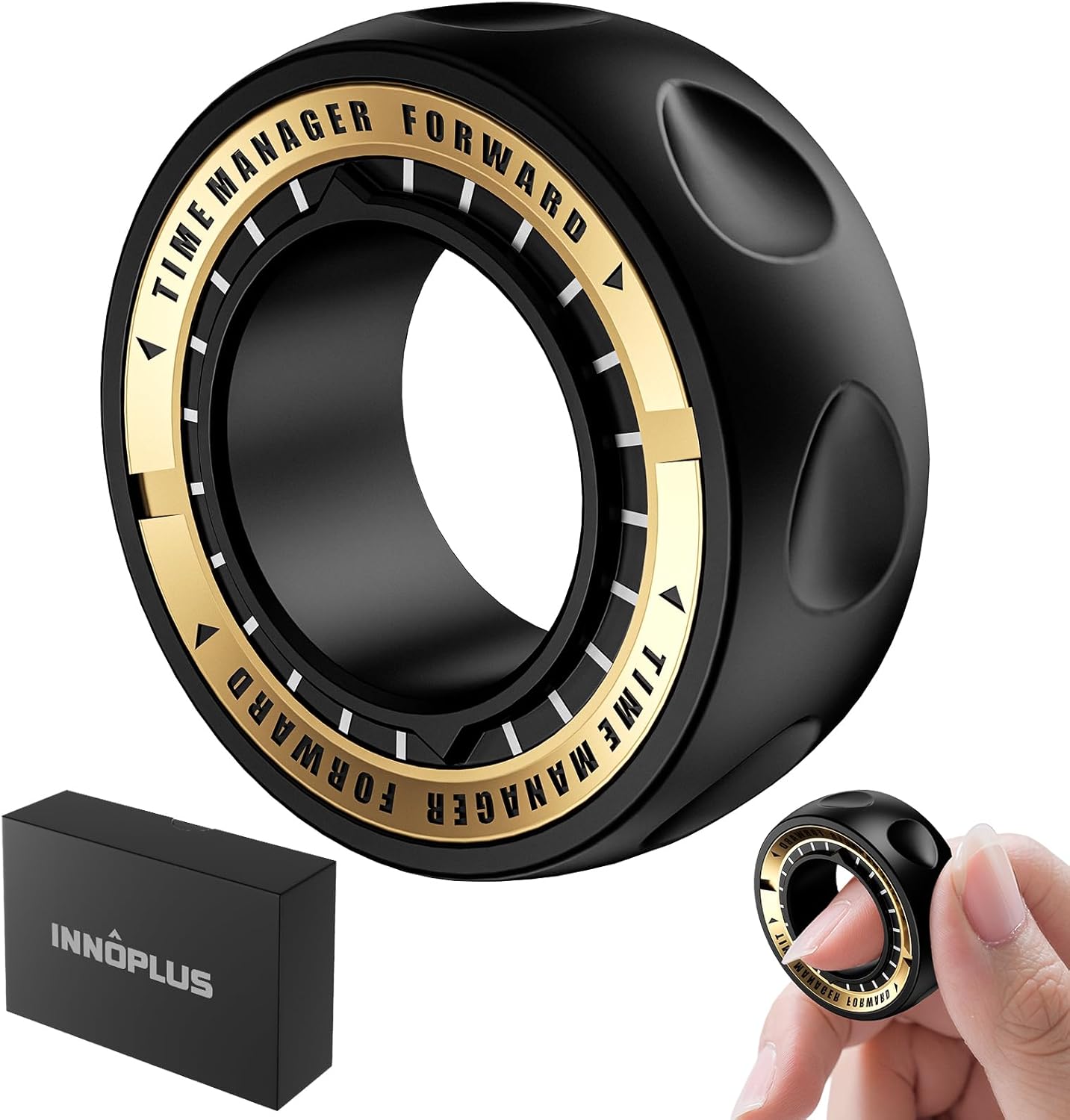 Upgraded Fidget Spinner for Stress Relief Magnetic Fidget Ring Toy with Mechanical Sound Sensory Stress Toys Anxiety EDC Relief Slider Tool Figette for Adults & Teens,Kids,Black