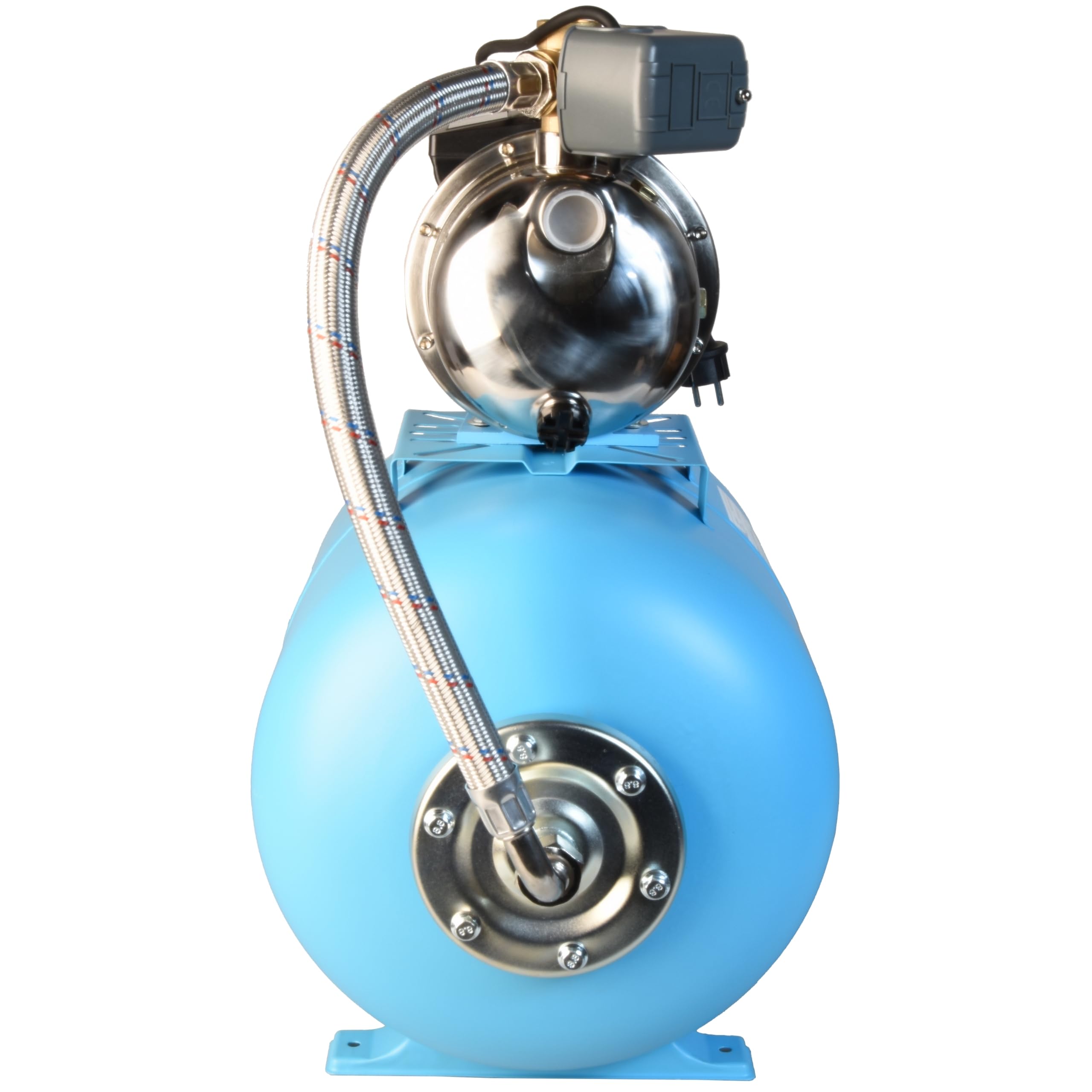 Groupe de surpression JX 1100 (1100 W, Débit max. 3600 l/h, Hauteur de refoulement 50 m, Pression 5 bar) - Pompe à Eau JX 1100 INOX avec Réservoir de Pression 50 L - pour Arrosage Pelouse, Jardin