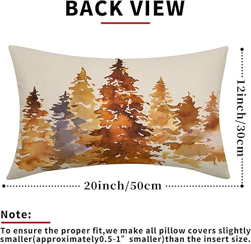 Miniatura 3 de Juego de 2 fundas de almohada lumbar de árbol otoñal naranja quemado de 12 x 20 pulgadas, fundas de almohada rectangulares con temática de otoño en