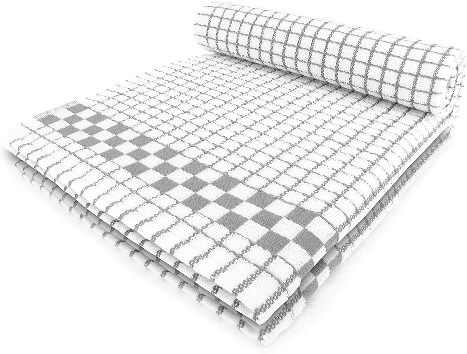 Simpli-Magic 79366 Kitchen Dish Towels, European Design, 16”x27, Slate/White, 6 Pack