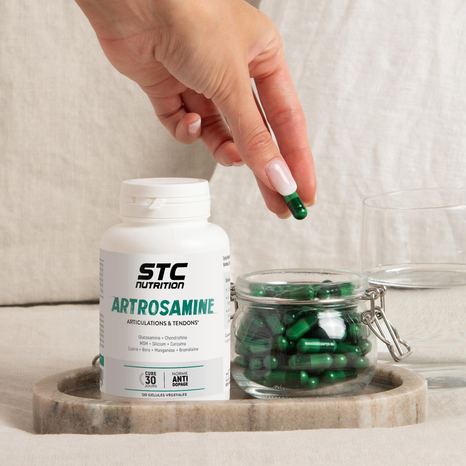 STC NUTRITION - Artrosamine - Complément alimentaire pour la résistance des articulations & la souplesse des tendons - Formule à base de plantes, minéraux & acides aminés - Lot de 3
